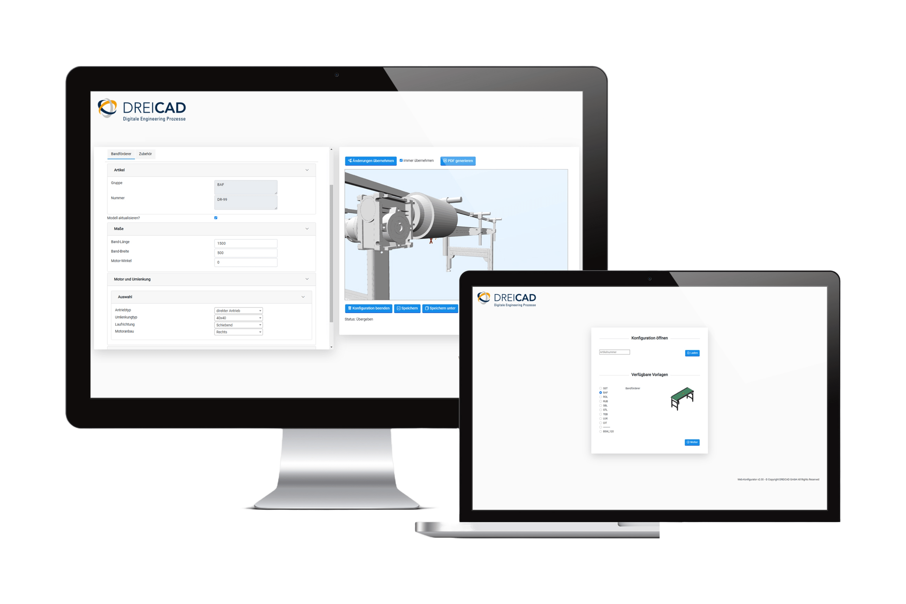 DREICAD Produktkonfigurator Mockup